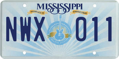 MS license plate NWX011