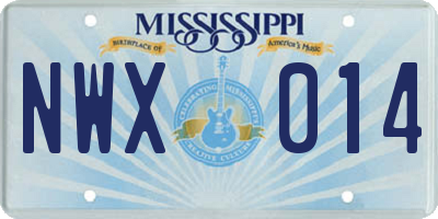 MS license plate NWX014