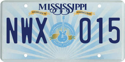 MS license plate NWX015
