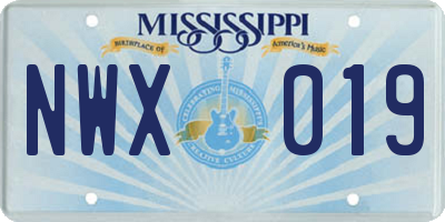 MS license plate NWX019