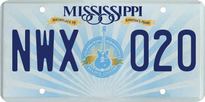 MS license plate NWX020