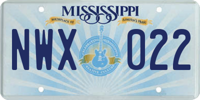 MS license plate NWX022