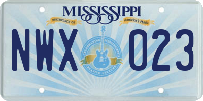MS license plate NWX023
