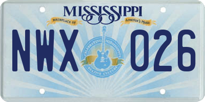 MS license plate NWX026