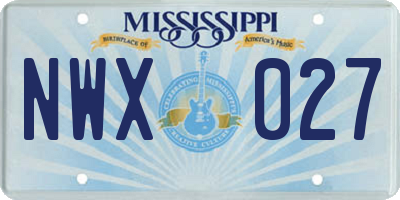 MS license plate NWX027