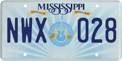 MS license plate NWX028