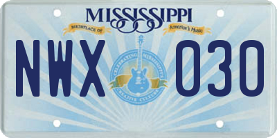 MS license plate NWX030