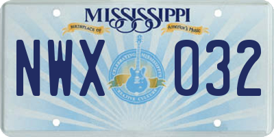 MS license plate NWX032