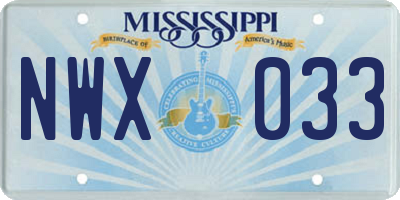 MS license plate NWX033
