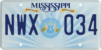 MS license plate NWX034