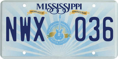 MS license plate NWX036