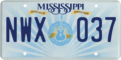 MS license plate NWX037