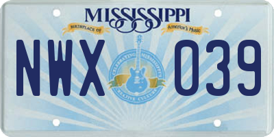 MS license plate NWX039