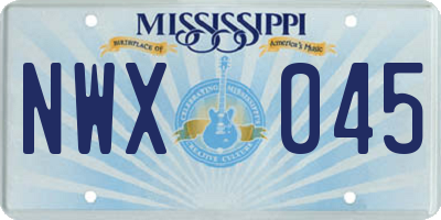 MS license plate NWX045