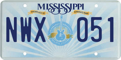 MS license plate NWX051