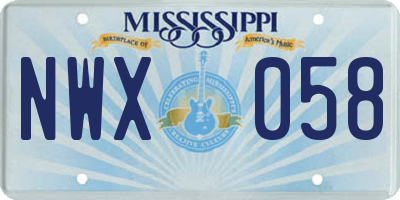 MS license plate NWX058