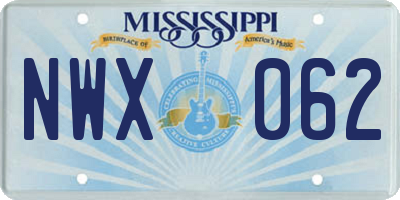 MS license plate NWX062