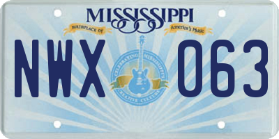 MS license plate NWX063