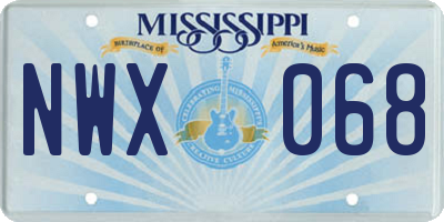 MS license plate NWX068