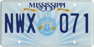 MS license plate NWX071