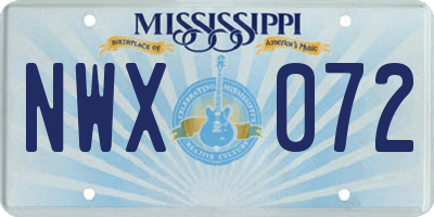 MS license plate NWX072