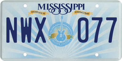MS license plate NWX077
