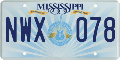 MS license plate NWX078