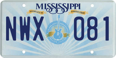 MS license plate NWX081