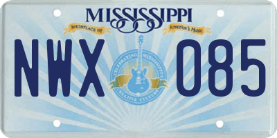 MS license plate NWX085