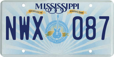 MS license plate NWX087