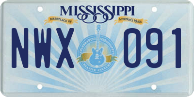MS license plate NWX091