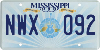 MS license plate NWX092