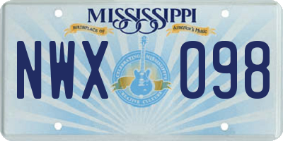 MS license plate NWX098