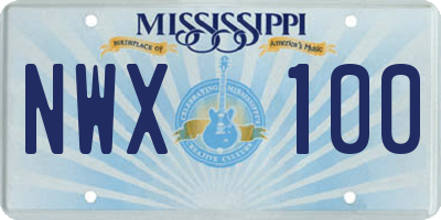 MS license plate NWX100