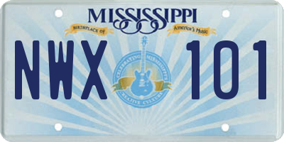 MS license plate NWX101