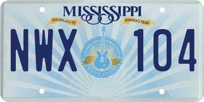 MS license plate NWX104