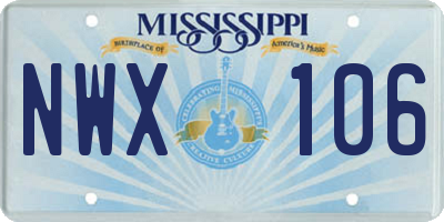 MS license plate NWX106