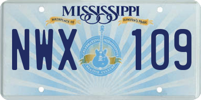 MS license plate NWX109