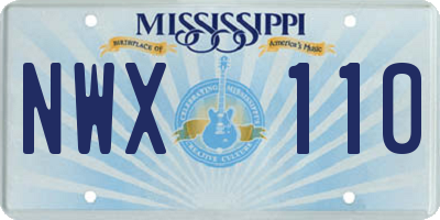 MS license plate NWX110