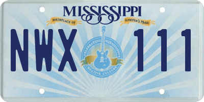 MS license plate NWX111