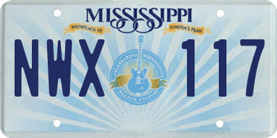 MS license plate NWX117