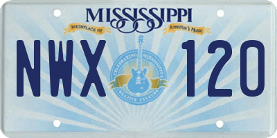 MS license plate NWX120