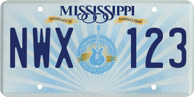 MS license plate NWX123
