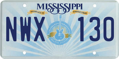 MS license plate NWX130