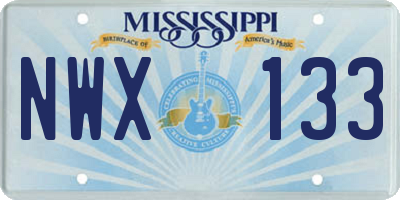 MS license plate NWX133