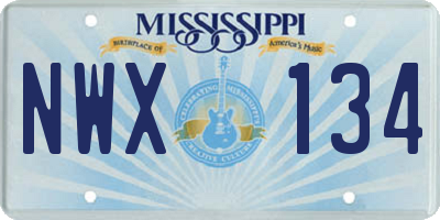 MS license plate NWX134