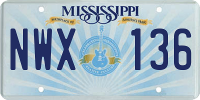 MS license plate NWX136