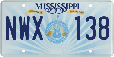 MS license plate NWX138