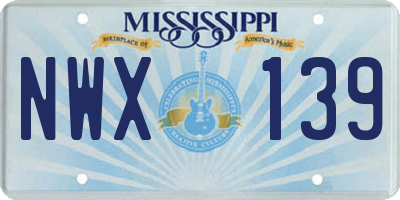MS license plate NWX139