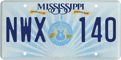 MS license plate NWX140